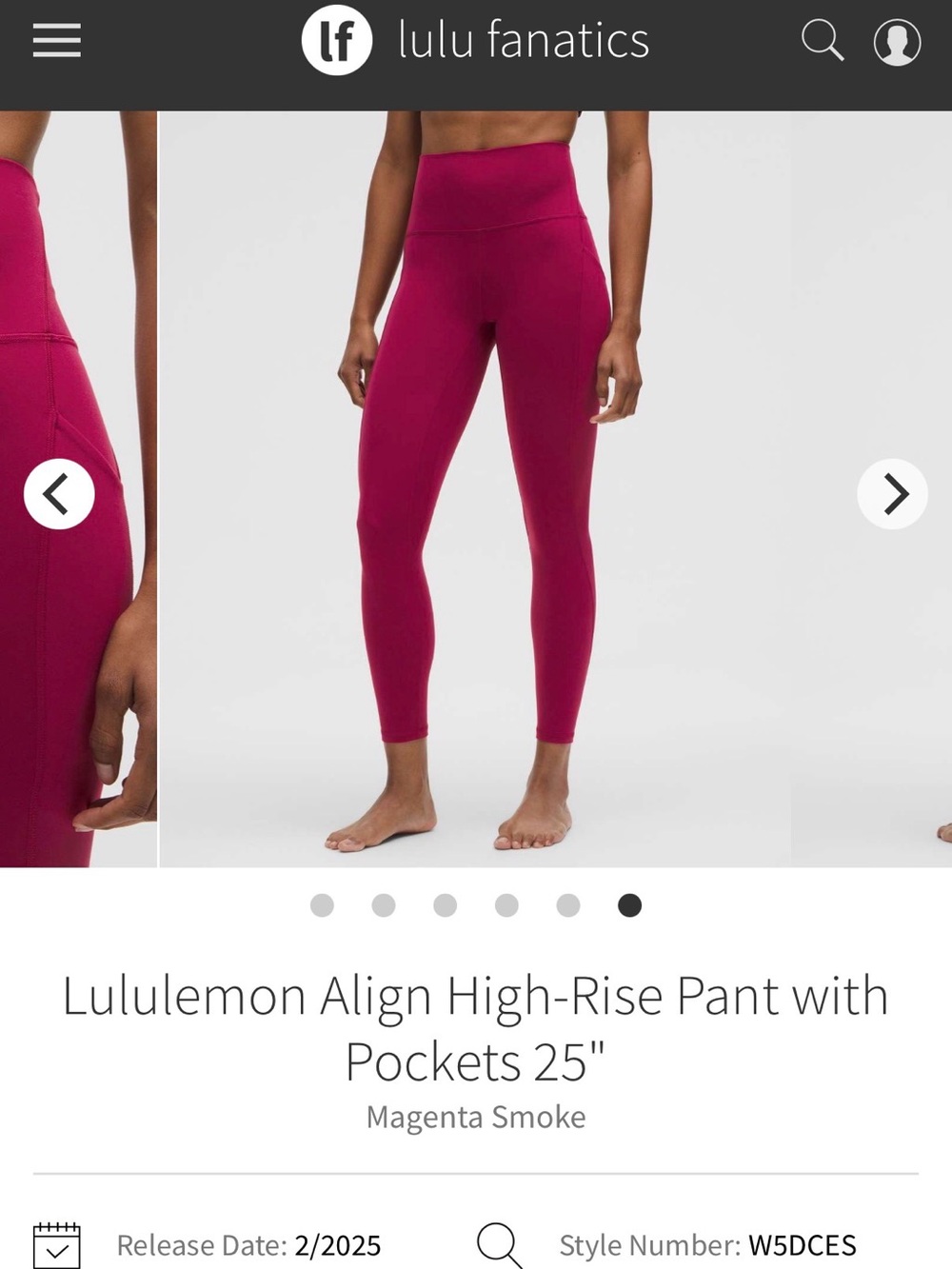 NWOT Lululemon Align High-Rise Leggings with Pockets 25” Sz 10 Magenta Smoke